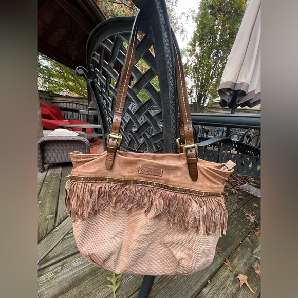 CAVALCANTI Leather Brown Fringe Boho Made in Italy Shoulder Bag - Picture 15 of 16